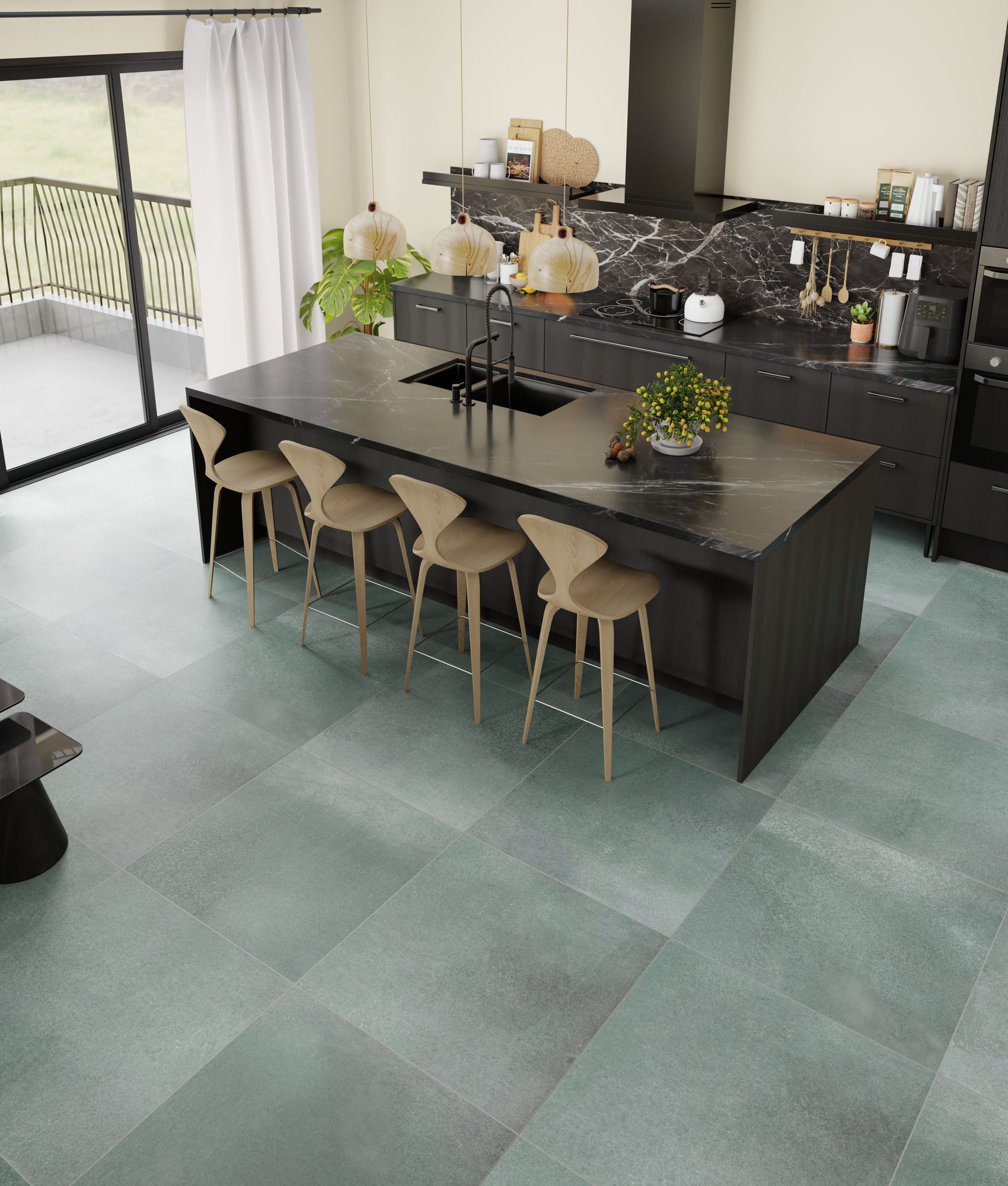 Carrelage effet pierre CHATELET CLIFF JADE 80x80 cm