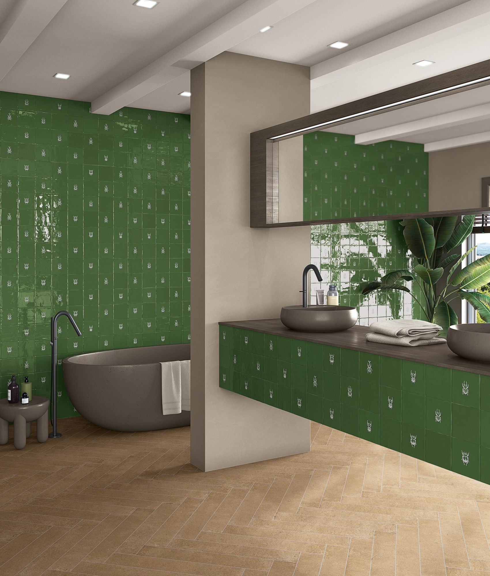 Faïence décorative ROOT AGER-4 GREEN 13X13 cm
