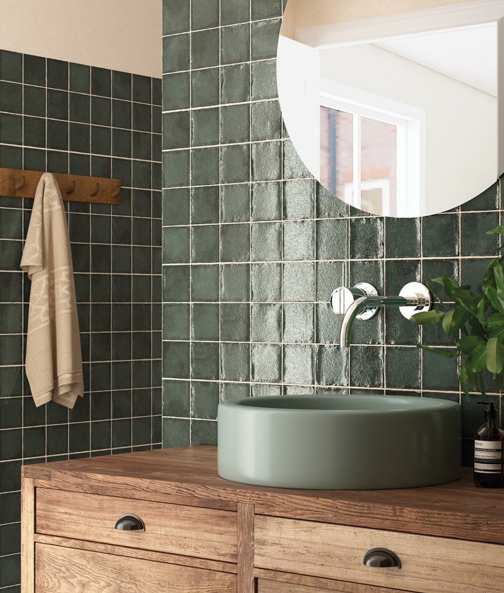 Faience zellige ALTEYA PINE GREEN 10X10- 0,5 M²