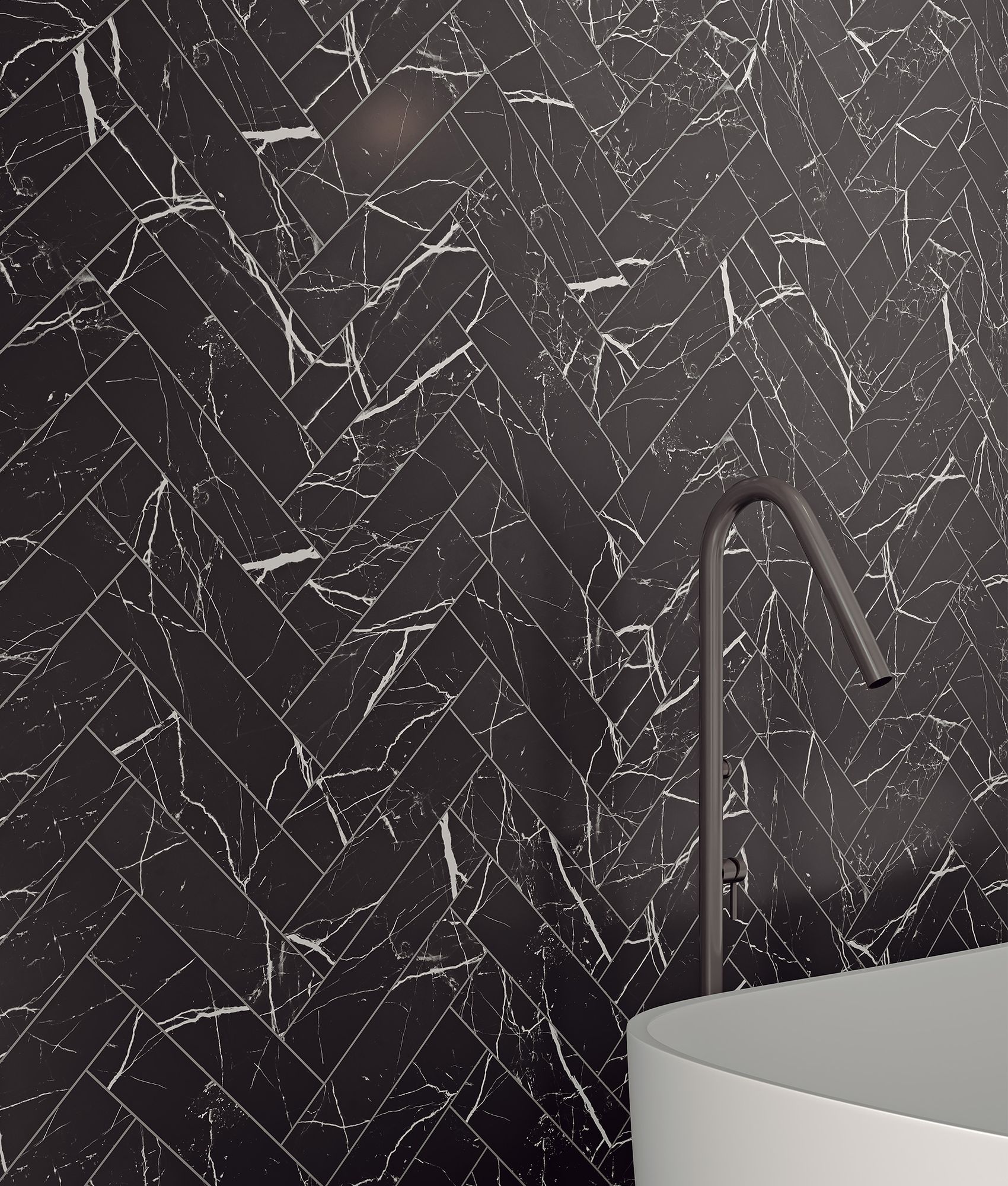 Faïence effet marbre MARMORIA NERO MARQUINA 6x25 cm