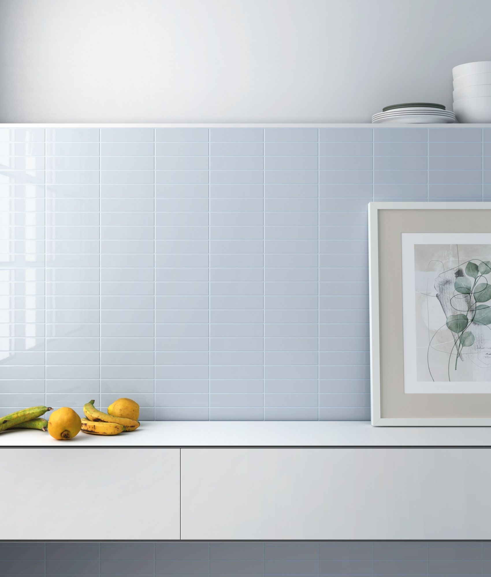 Carrelage mural uni et coloré CALO BABY BLUE - 5X20 - 0,5 m²