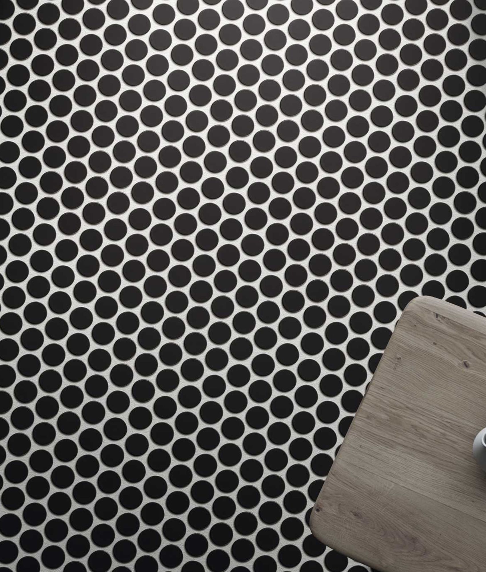 Carrelage imitation mosaïque 30,9x30,9 cm CIRCLE BLACK - 0.86m² - Sol - Intérieur