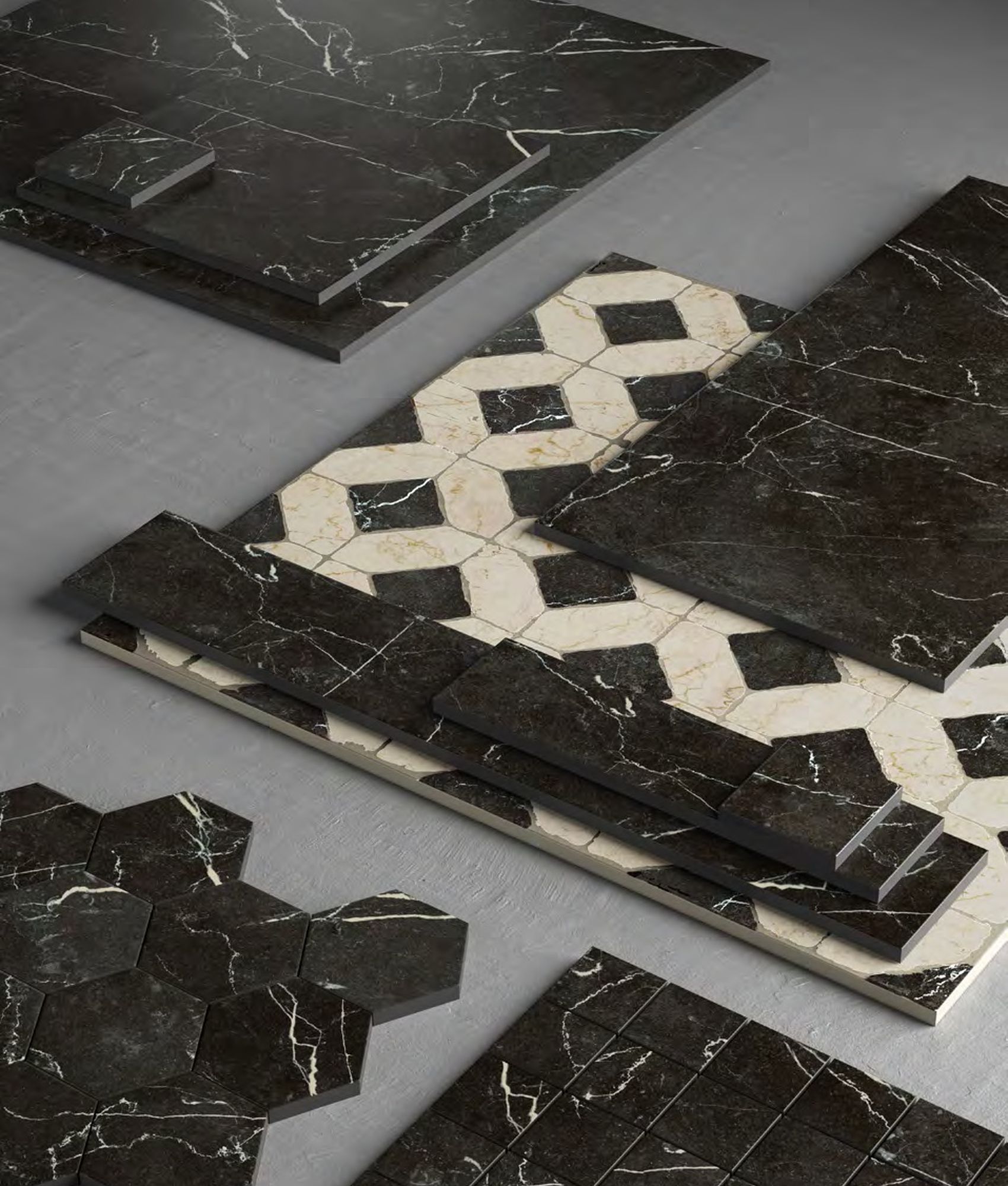 Carrelage effet marbre MEDICI NERO MARQUINIA RETT 30x30 cm