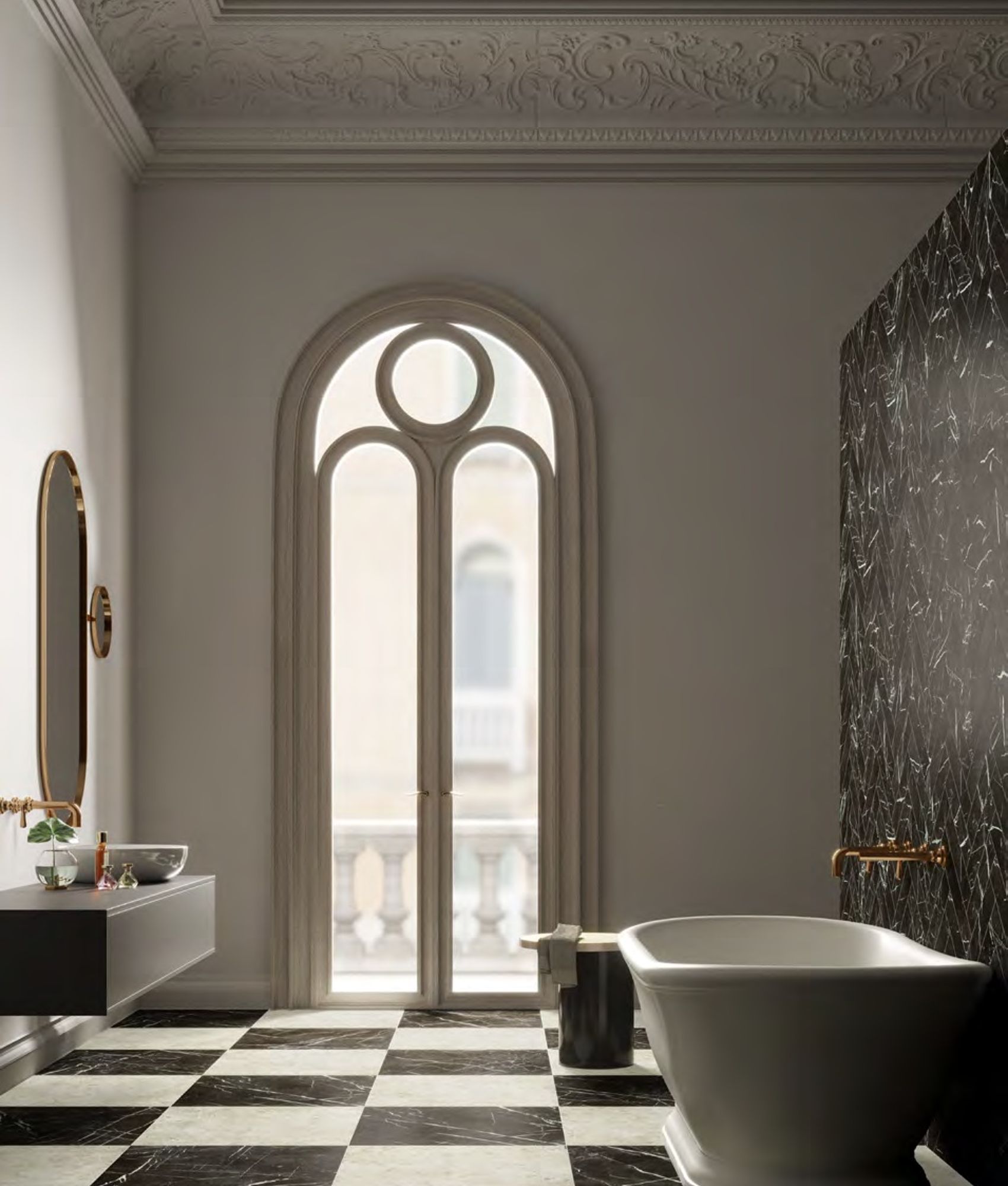 Carrelage effet marbre MEDICI NERO MARQUINIA GRIP RETT 60x60 cm