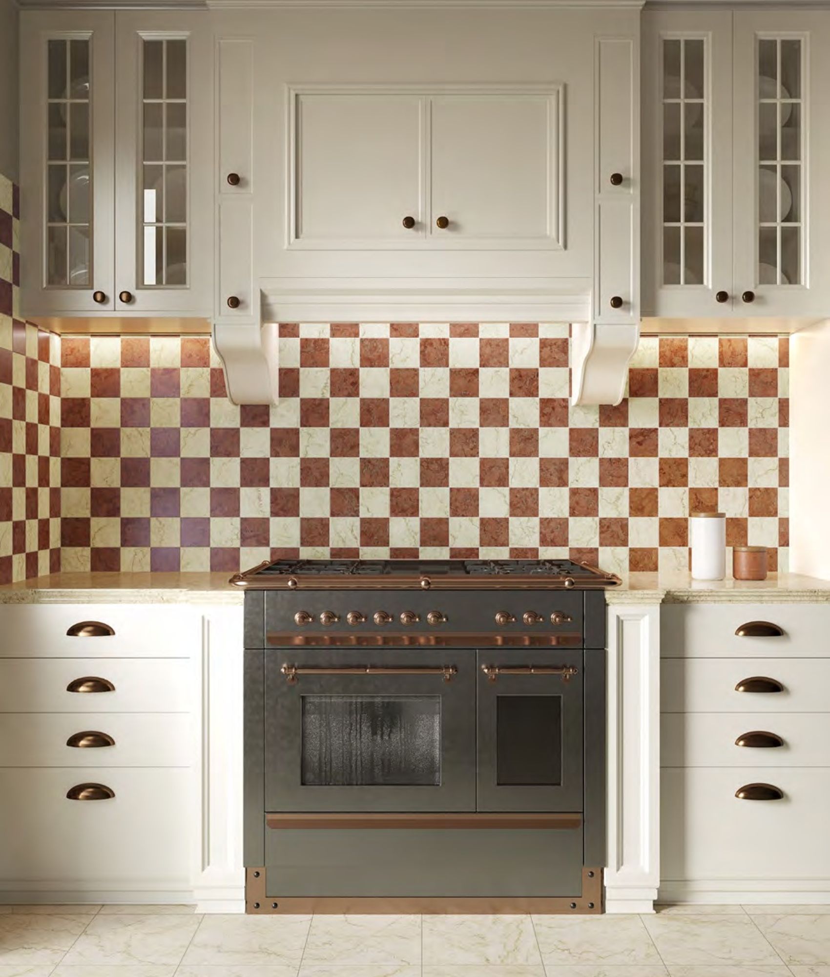 Carrelage effet marbre MEDICI ROSSO VERONA RETT 10x10 cm