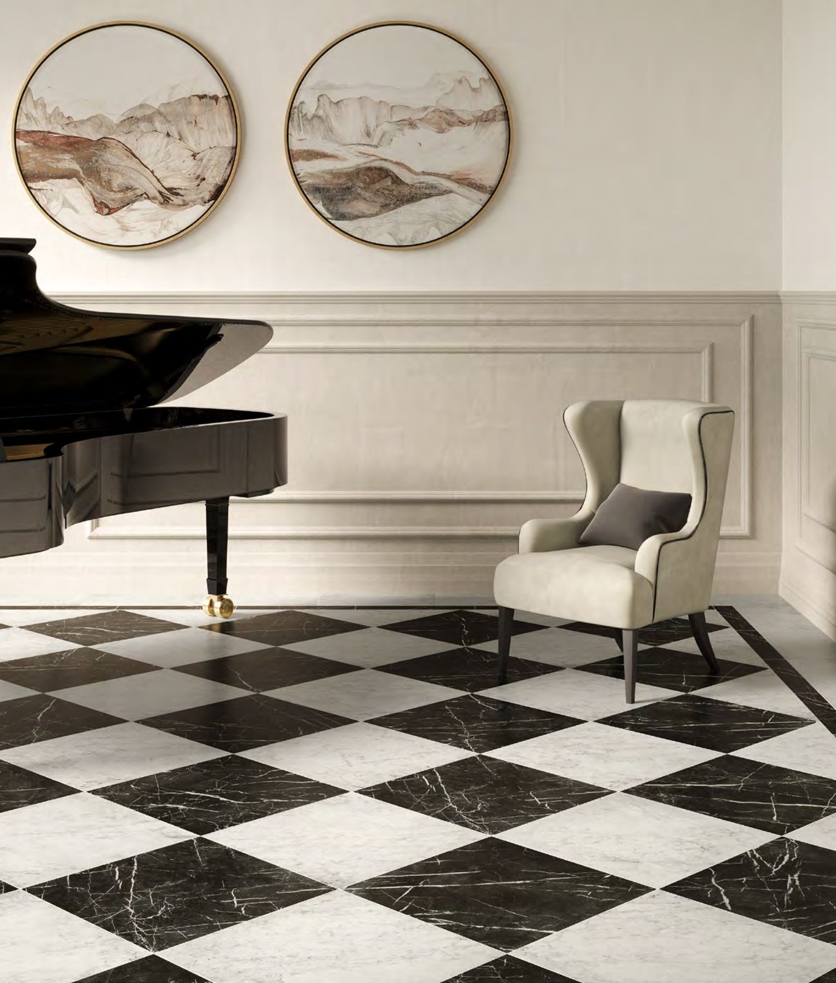 Carrelage effet marbre MEDICI NERO MARQUINIA GRIP RETT 60x60 cm