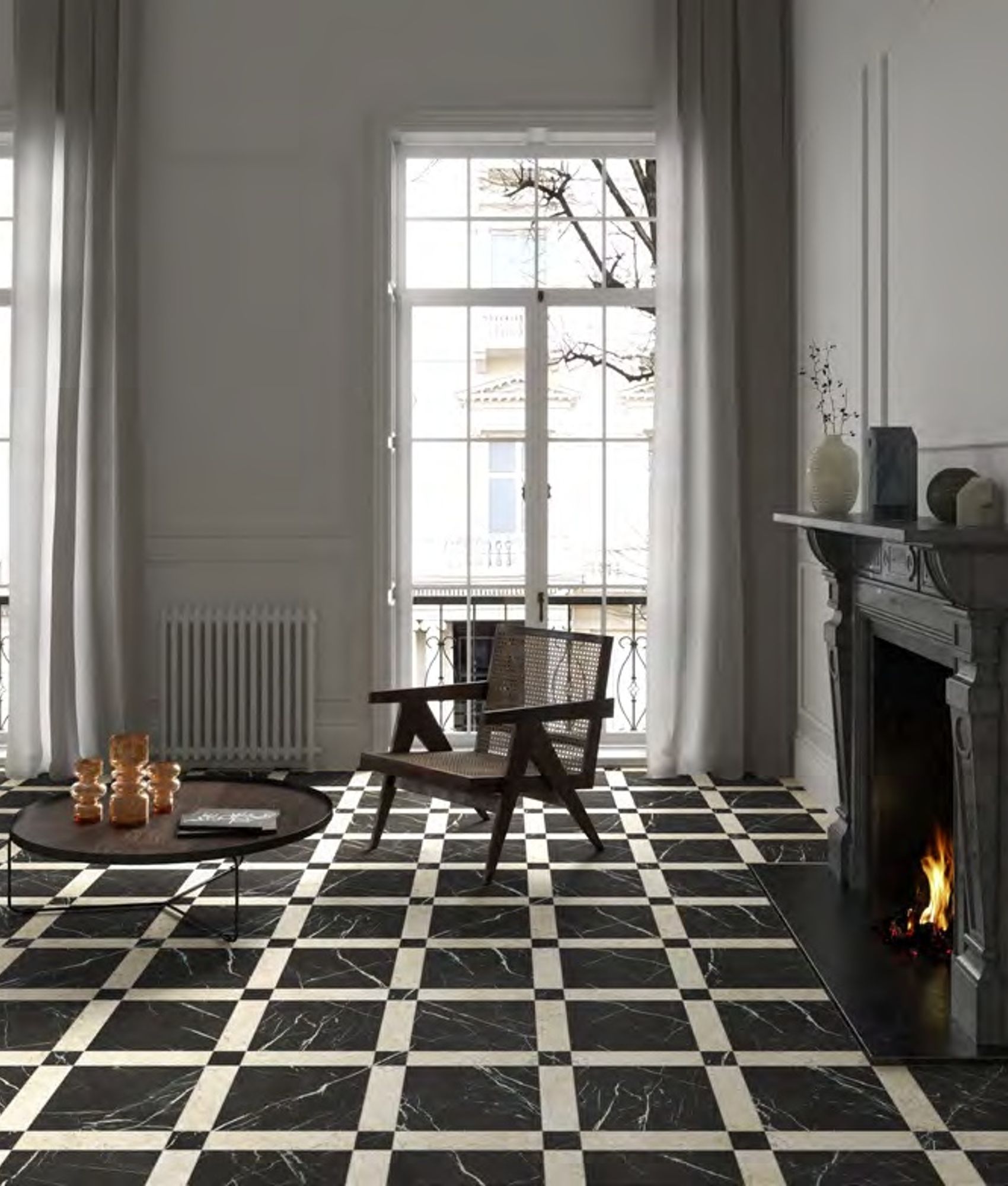 Carrelage effet marbre MEDICI NERO MARQUINIA RETT 7,5x7,5 cm