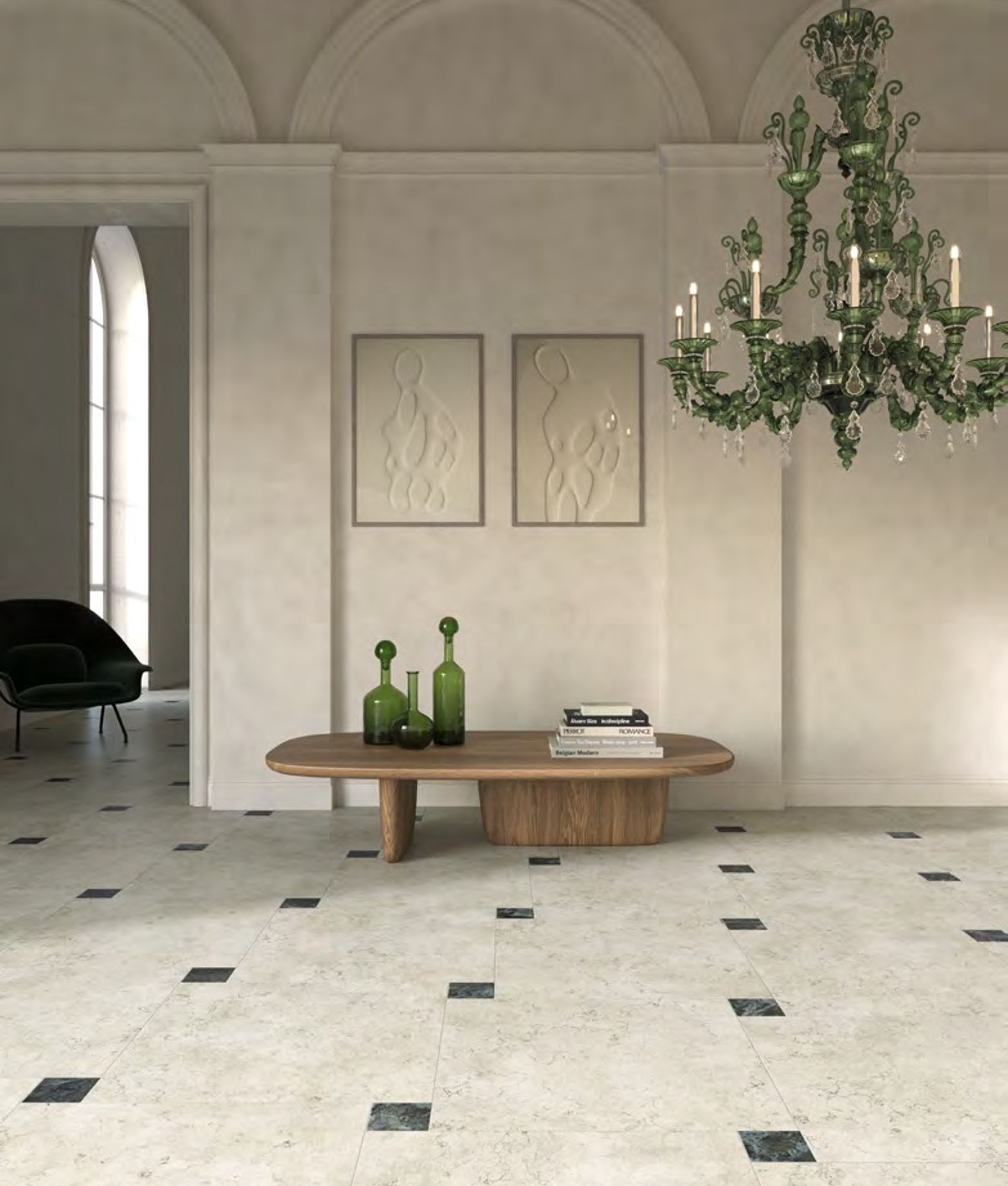 Carrelage effet marbre MEDICI VERDE ALPI RETT 10x10 cm