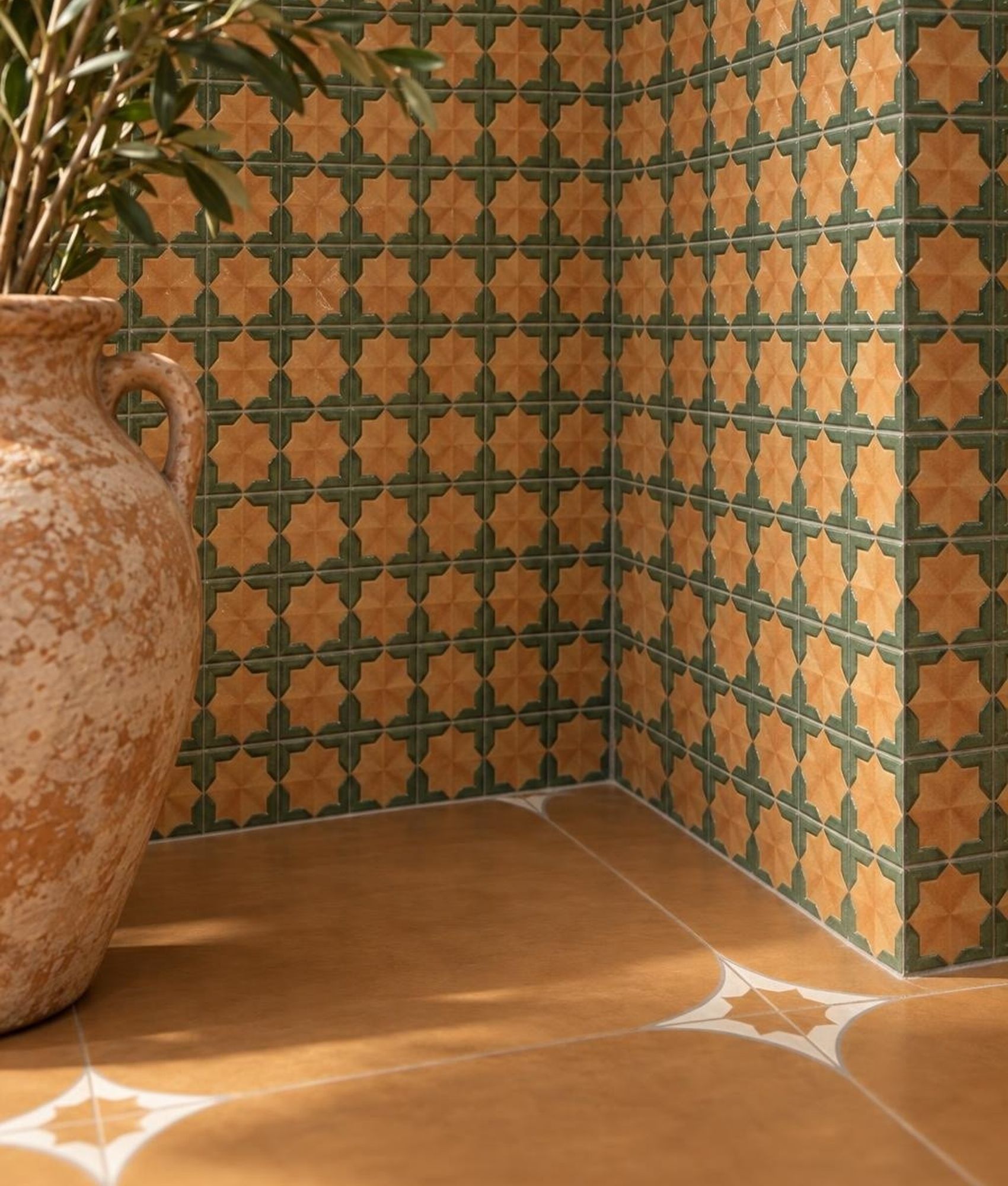 Carrelage Grès Cérame Zellige Oriental Tetuan Cotto Emerald Brillant Mural 31x56 cm