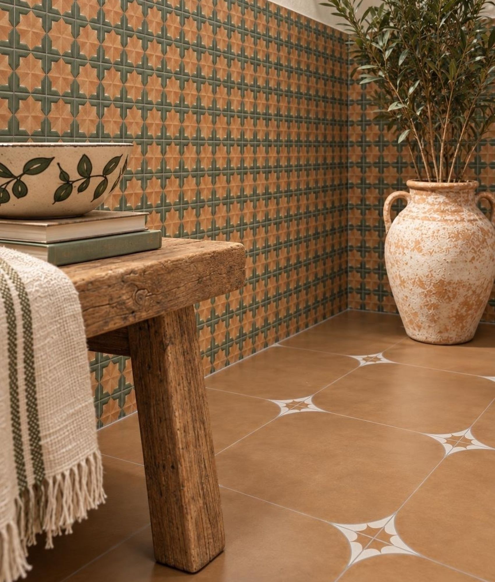 Carrelage Grès Cérame Zellige Oriental Tetuan Cotto Emerald Brillant Mural 31x56 cm