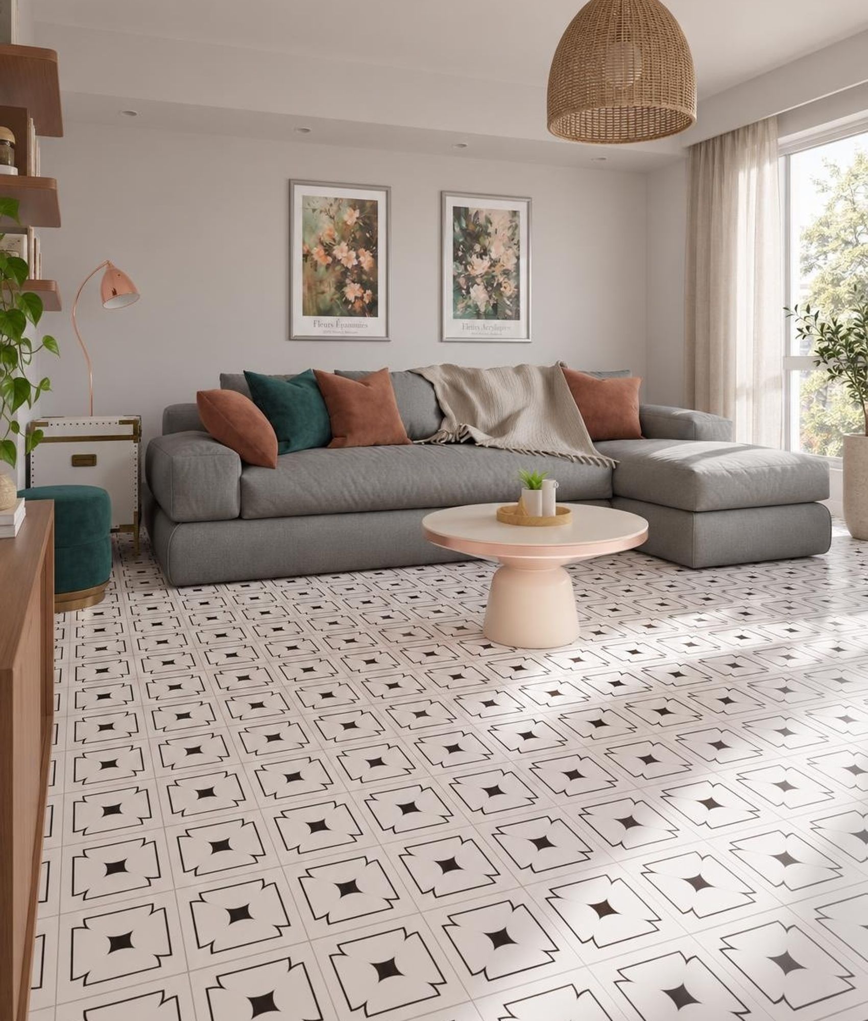 Carrelage imitation ciment MERRI BLANC 20x20 cm