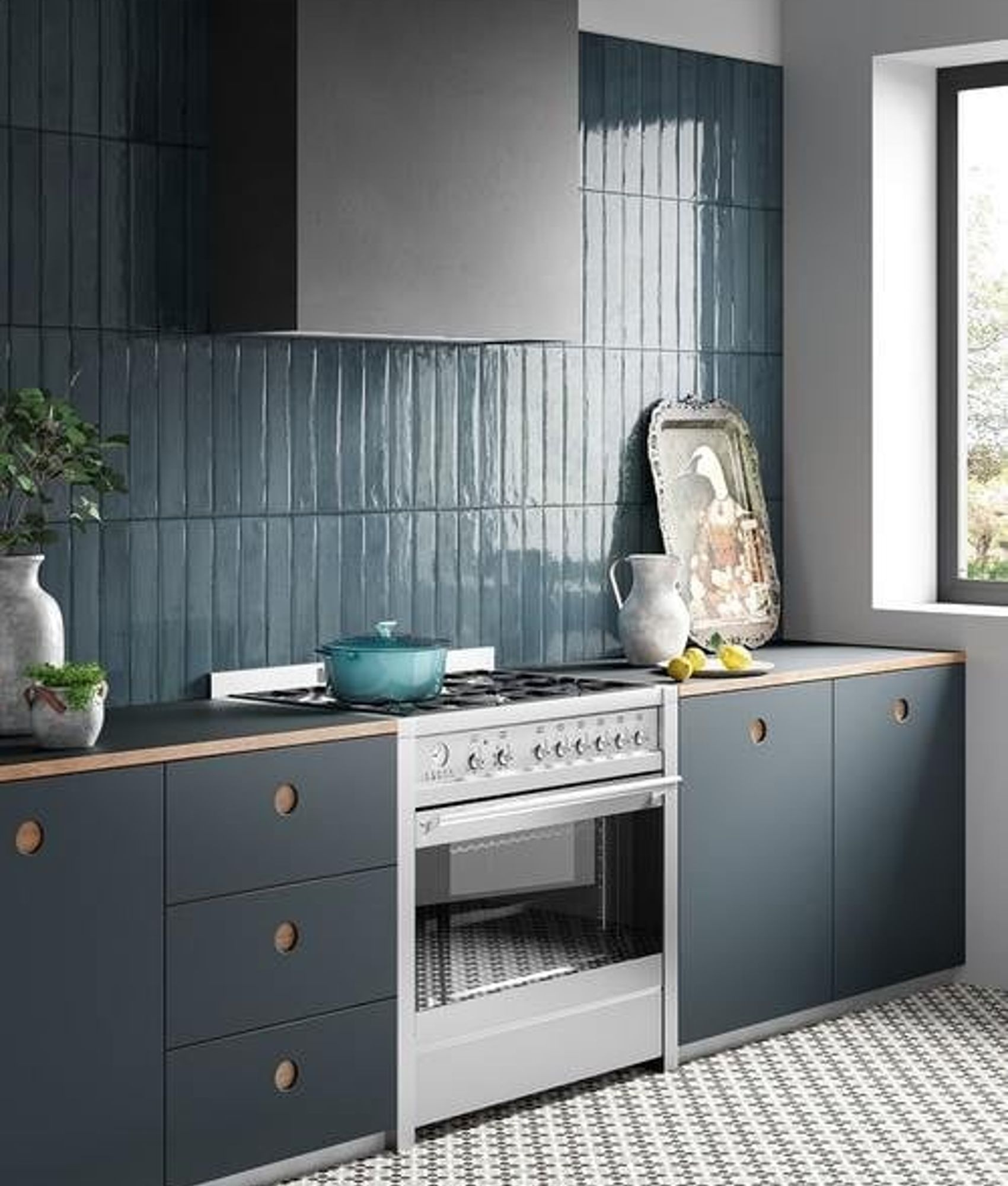 Faience vintage brillante bleue - AZZURRO BRICK 7.5x40 cm - 1.32m²