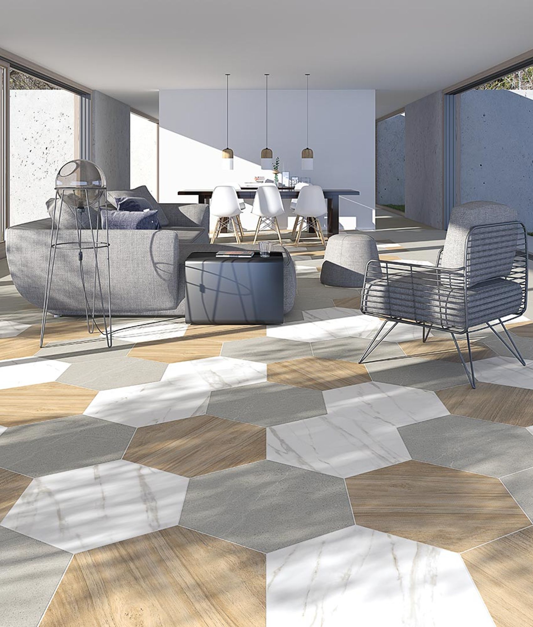 Carrelage grand format HEXAGONO BELICE NATURAL 51.9x59.9 cm - 0.93 m²