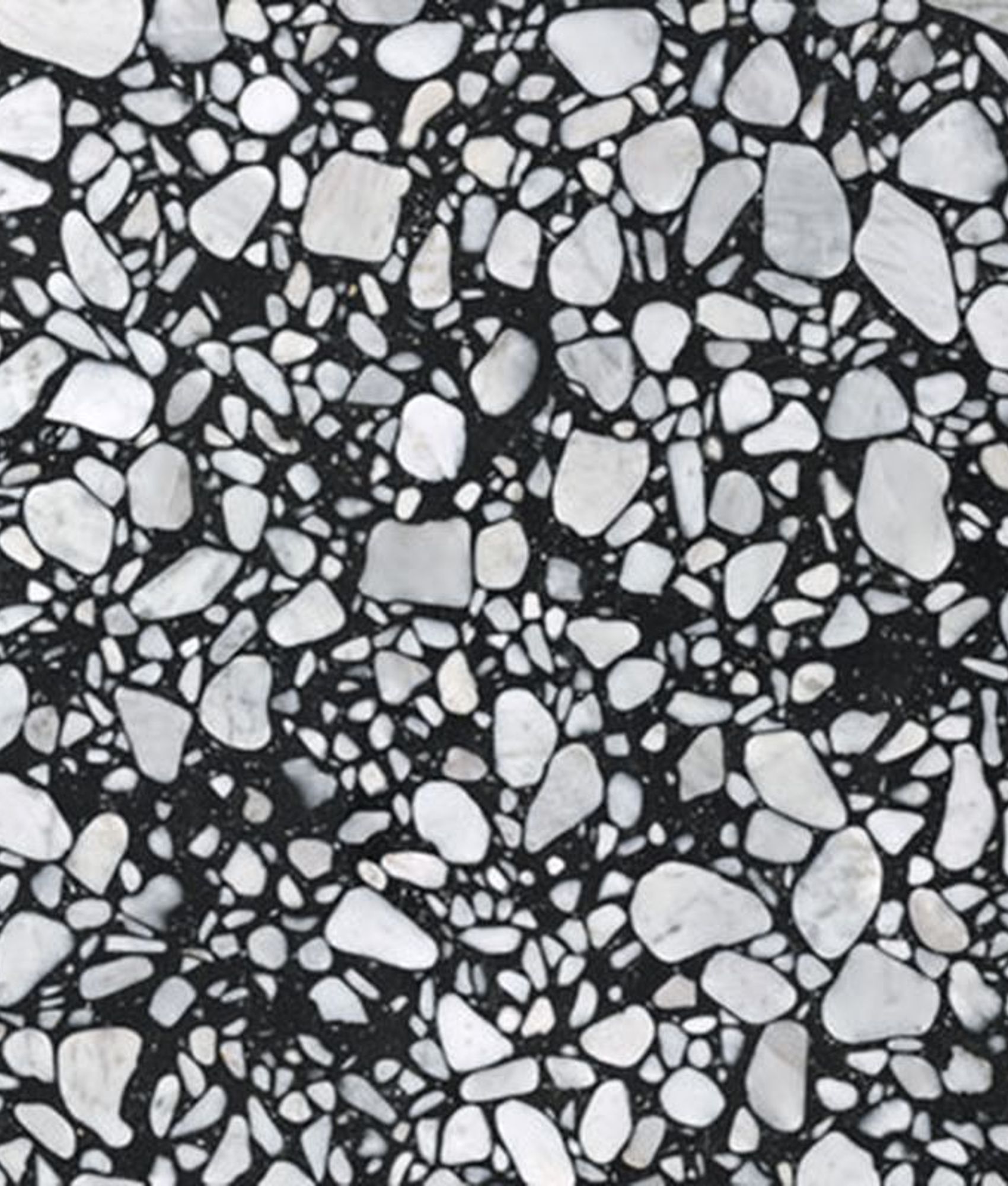 Carrelage Terrazzo noir et blanc éclats variés 60x60 cm