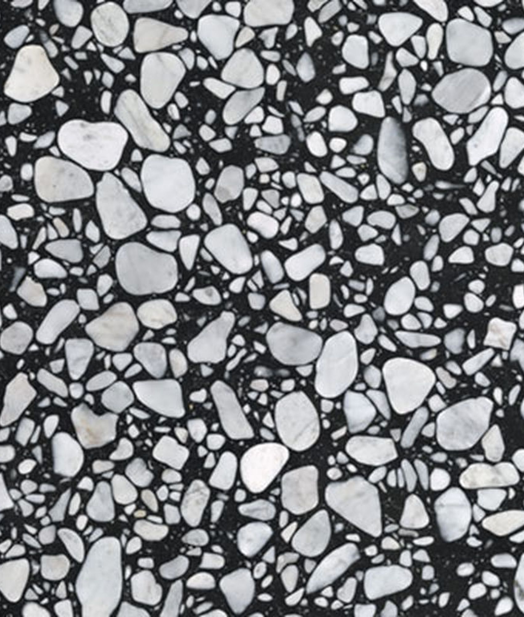 Carrelage Terrazzo noir avec éclats de marbre blancs 60x60 cm