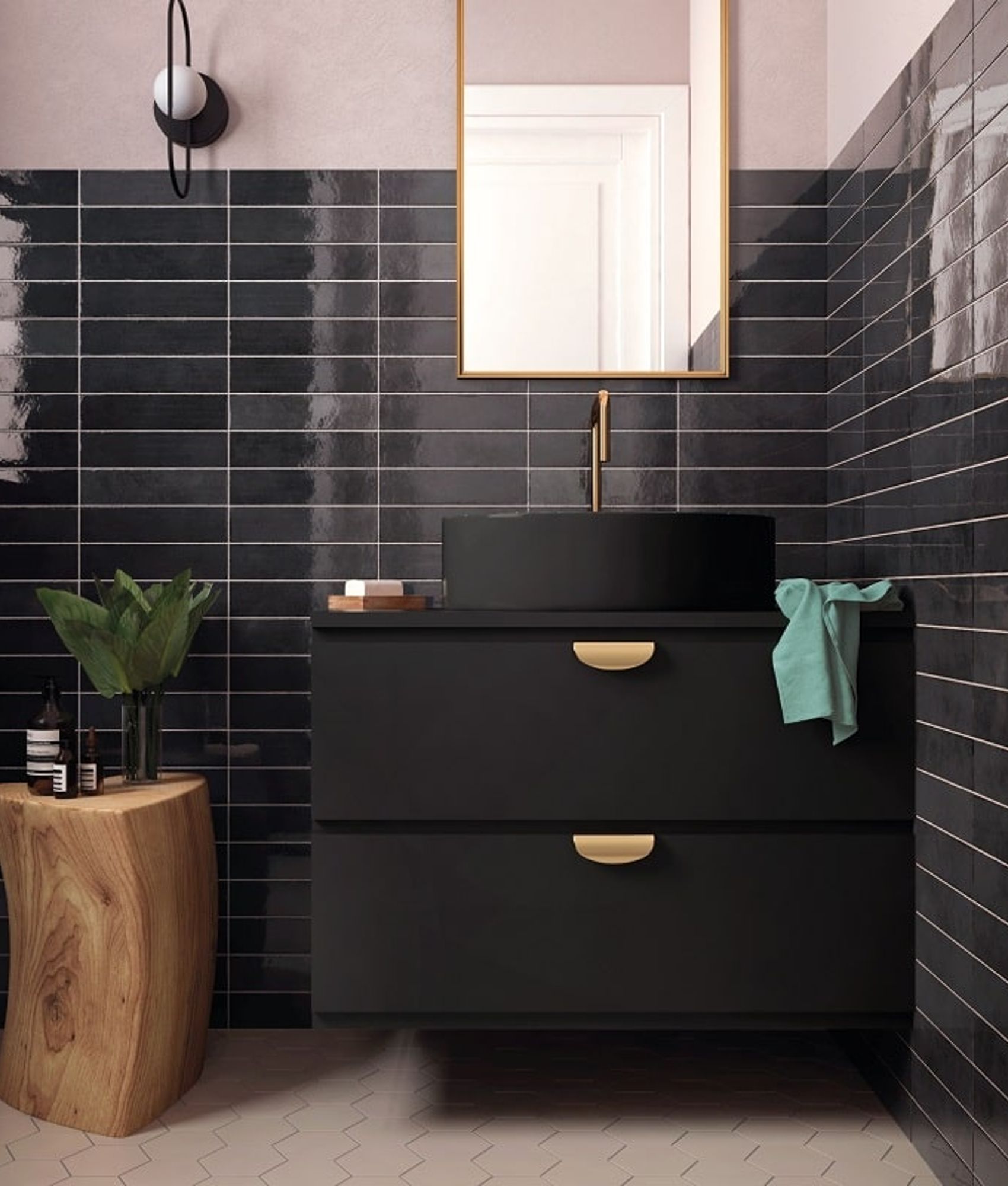 Carrelage faïence haute brillance 6x24,6 cm TAMARILLO BASALT - 0.50 m²