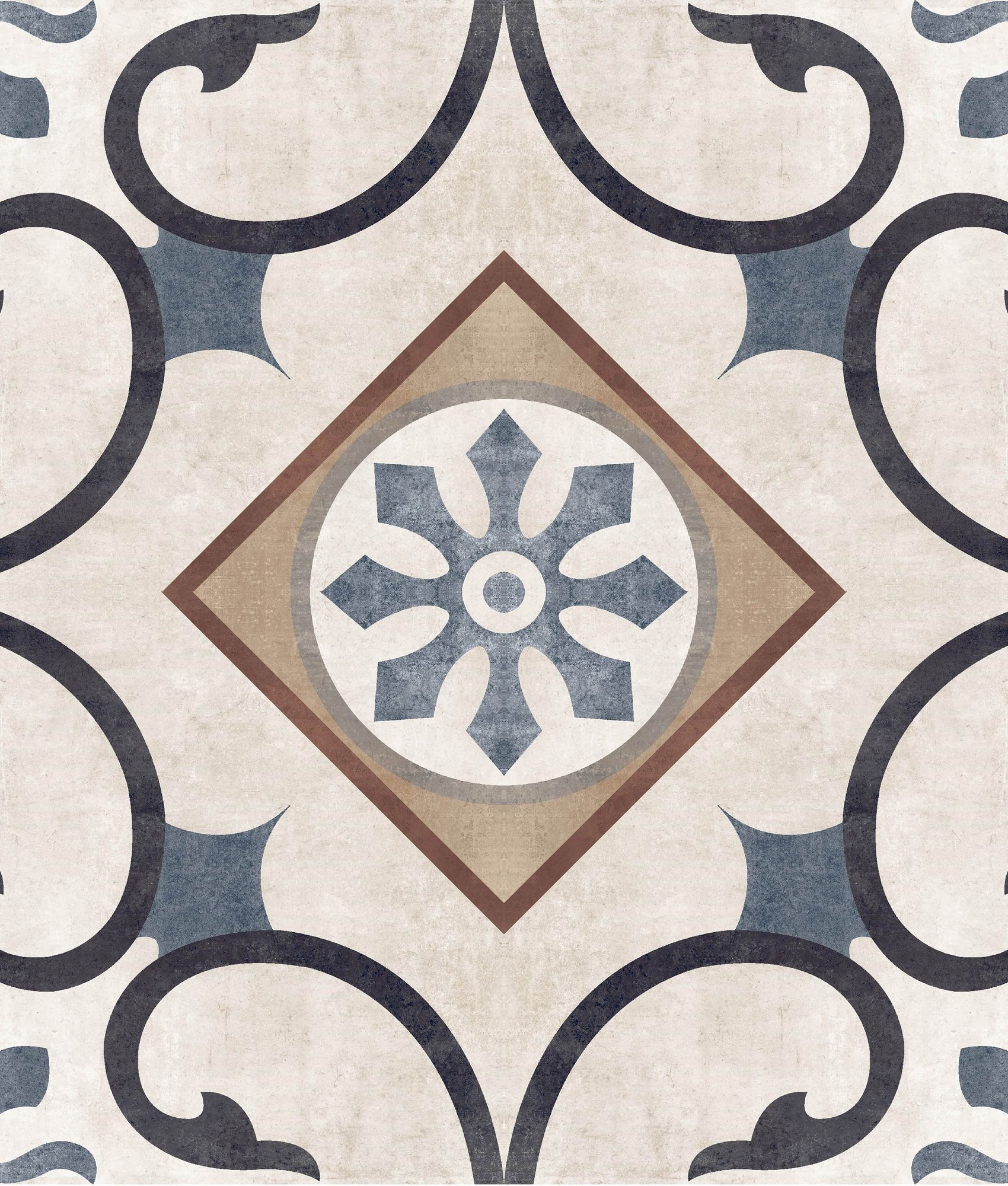 Carrelage Grès Cérame Imitation Ciment London SOHO Motif Vintage Mat 20x20 cm Sol & Mur Intérieur Extérieur