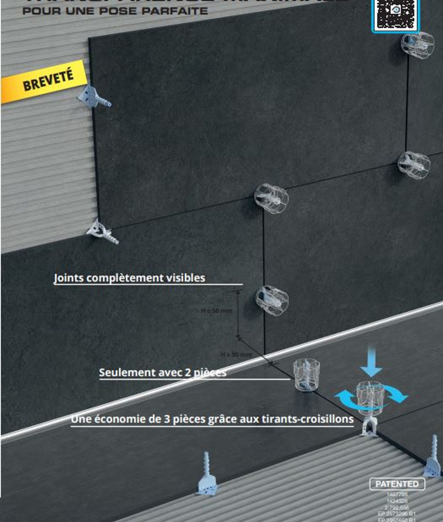 PROLEVELING PRST1 / 1MM 3 ailes - système de croisillons auto nivelant - 100 unités