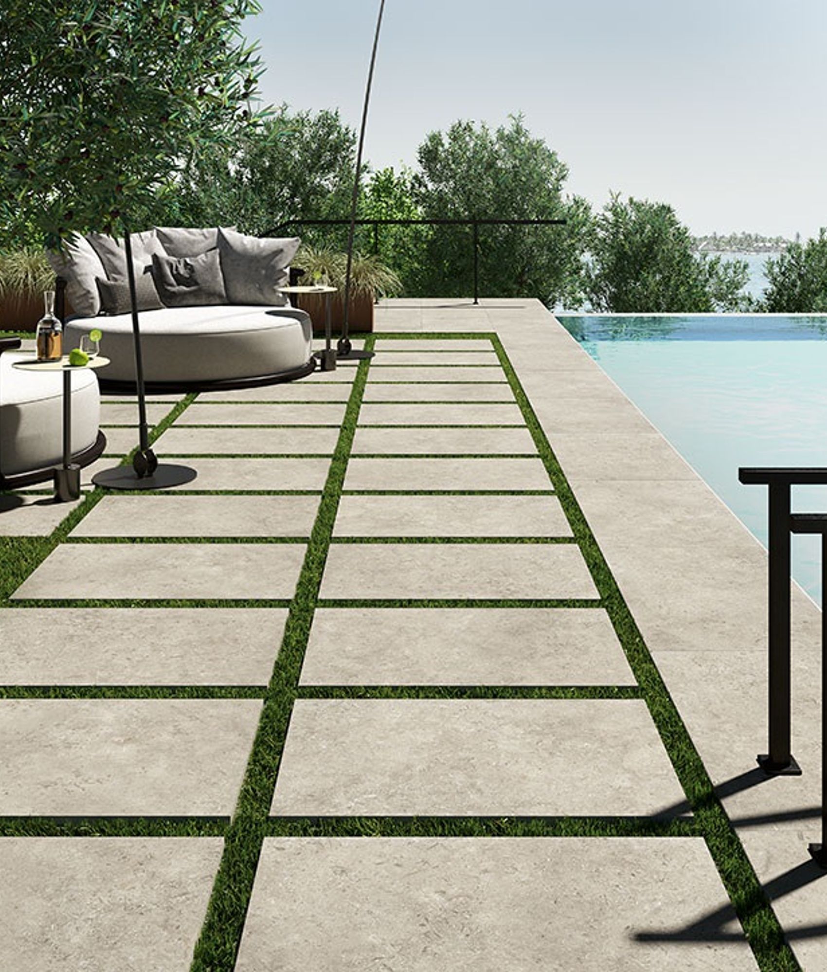 Carrelageanti dérapant en grès cérame effet pierre GOLDCOAST GREY ANTISLIP 60,4X60,4 - 1,46m²