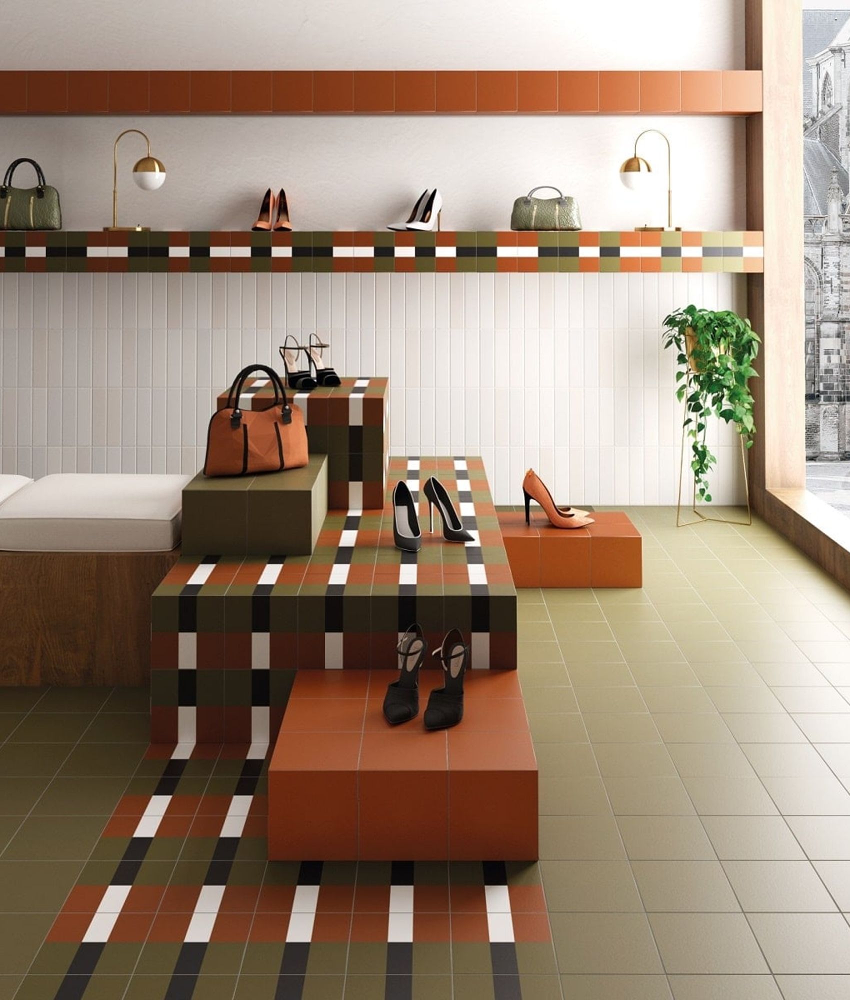 Carrelage aspect ciment BORBOREMA BAND WARM 20X20- 1 M²