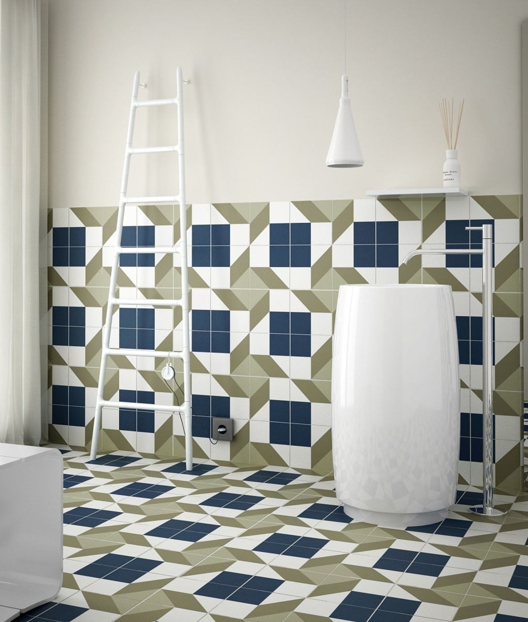 Carrelage aspect ciment BORBOREMA KARO WARM 20X20- 1 M²