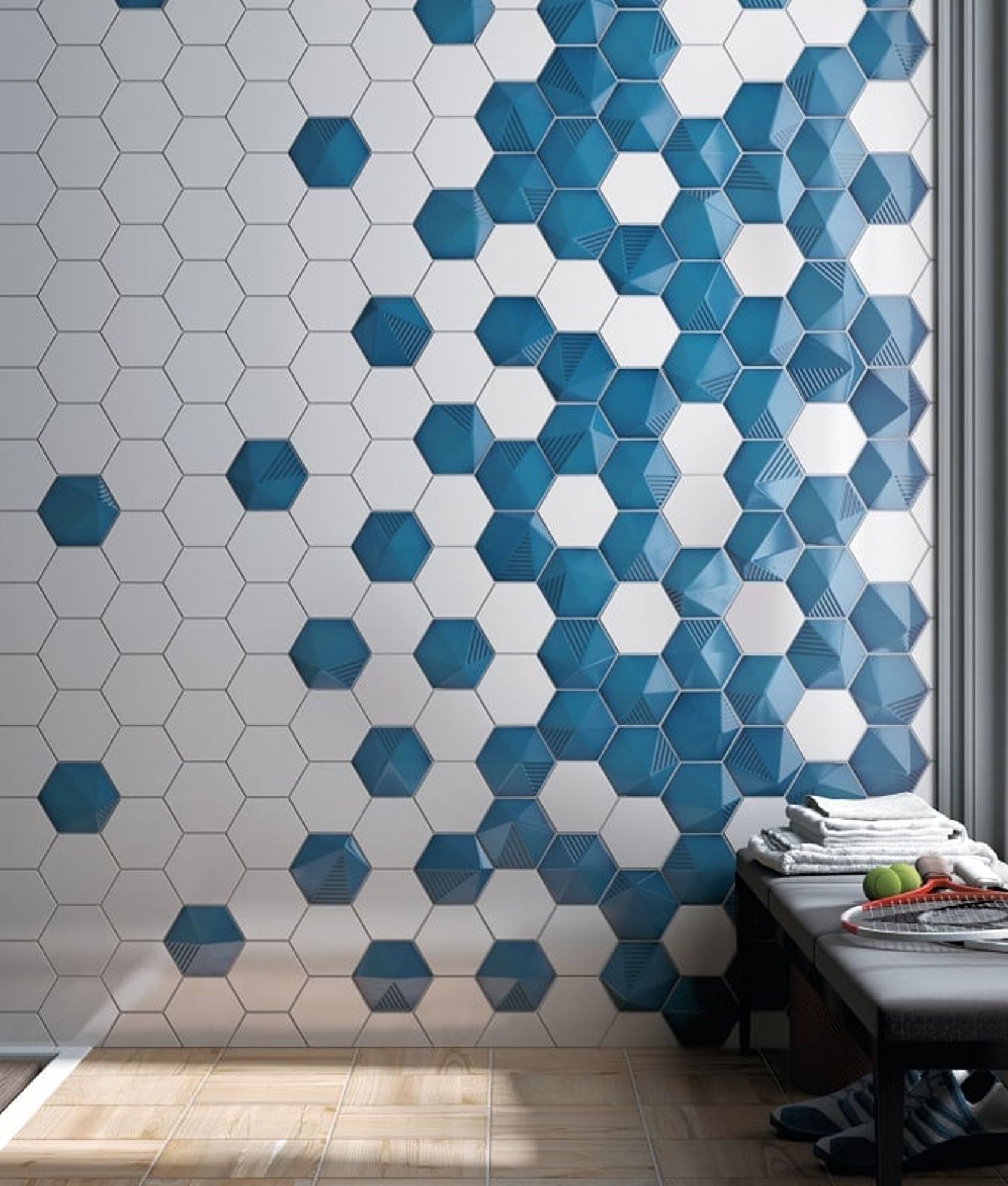 Faience à relief MAFINGA OBERLAND ELECTRIC BLUE 12,4x10,7- 0,36 M²