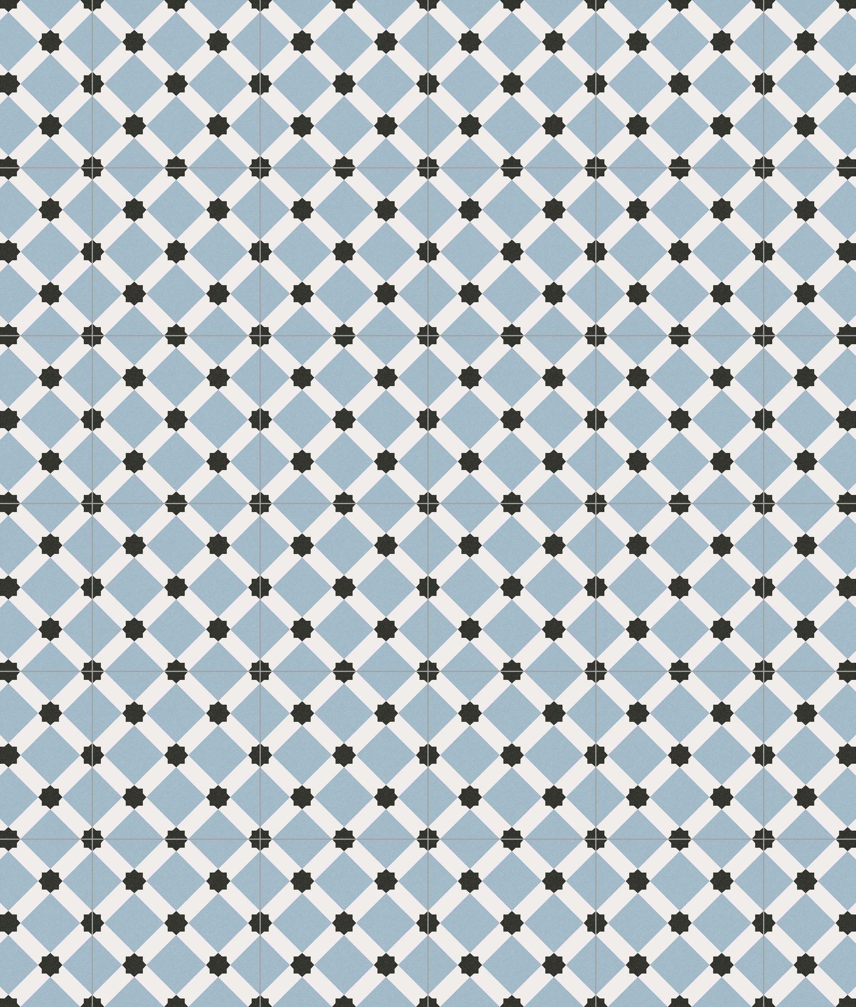 Carrelage interieur pas cher Carrelage style ciment blanc bleu géométrique 20x20 cm 1900 PALAU CELESTE - 1m² - As de Carreaux