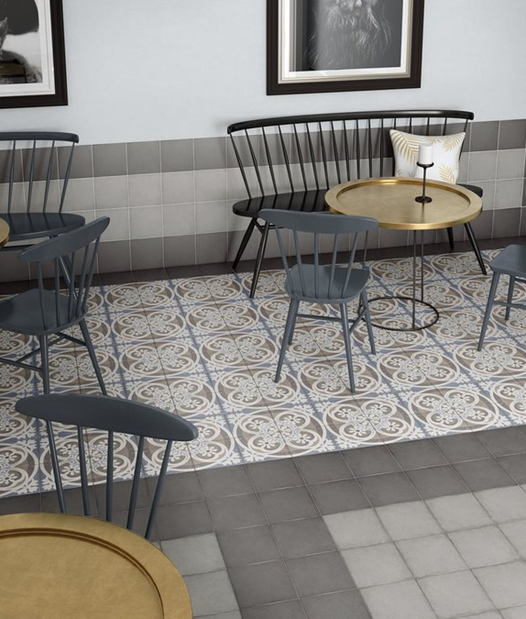 Carreaux de ciment imitation Carrelage style ciment 20x20 cm ART NOUVEAU MUSIC HALL 24405- 1m² - As de Carreaux