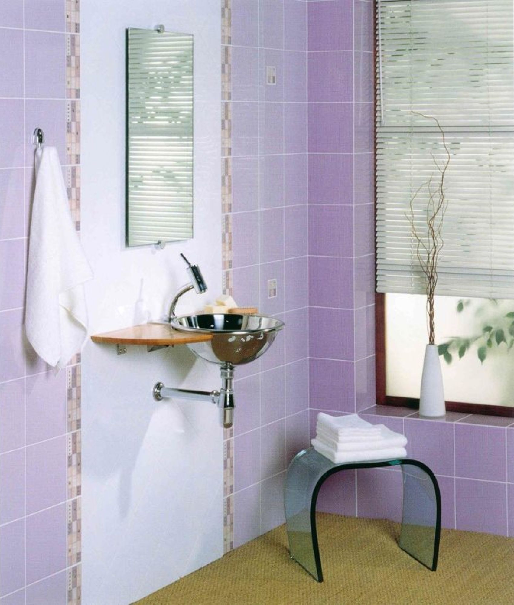 Faiences unies & colorées Faience colorée mauve Carpio Lila brillant ou mat 20x20 cm - 1m² - As de Carreaux