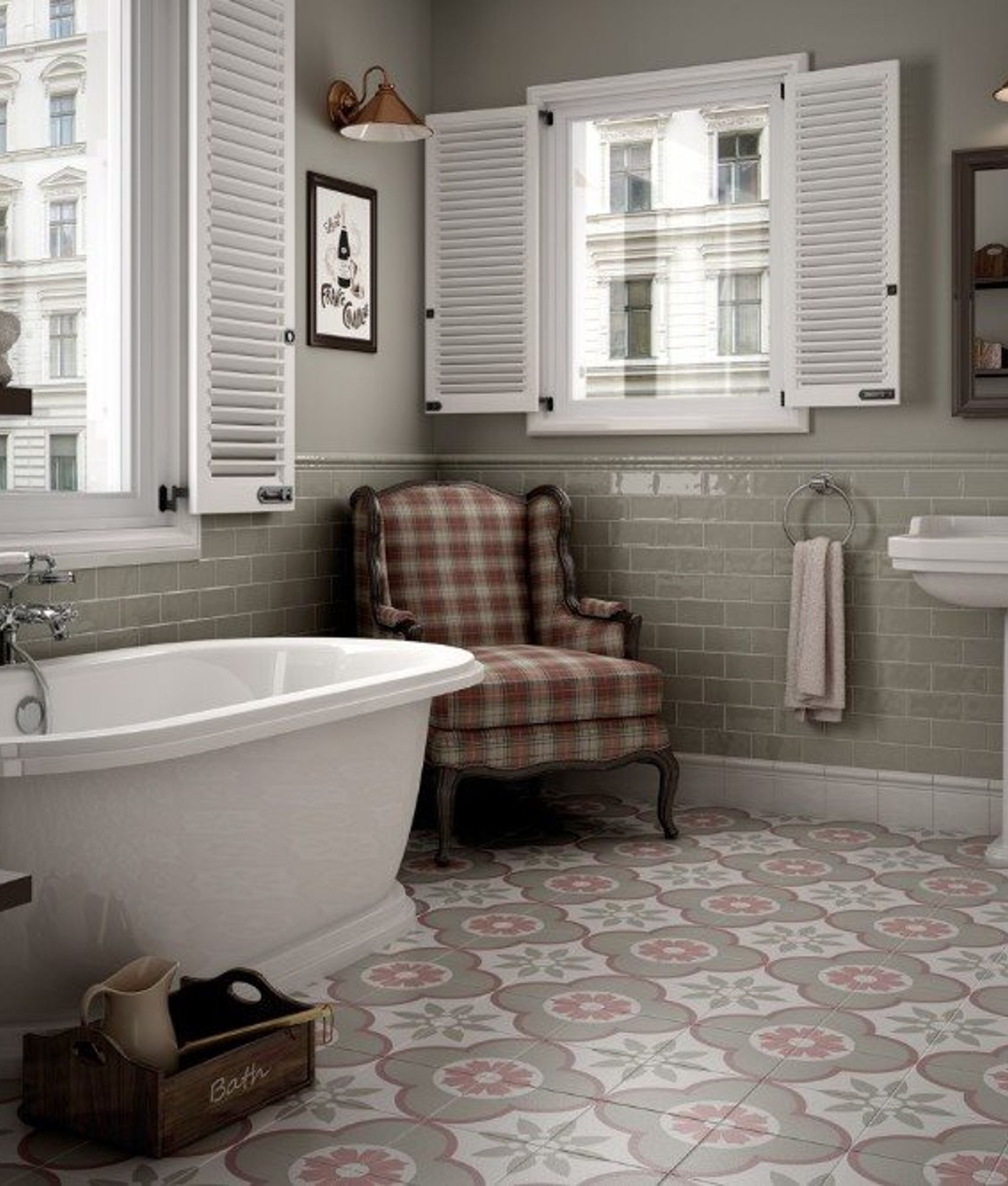 Carrelage piscine créative Carrelage imitation ciment rosace fleur 20x20 cm CAPRICE FLOWER PASTEL 22107 - 1m² - As de Carreaux