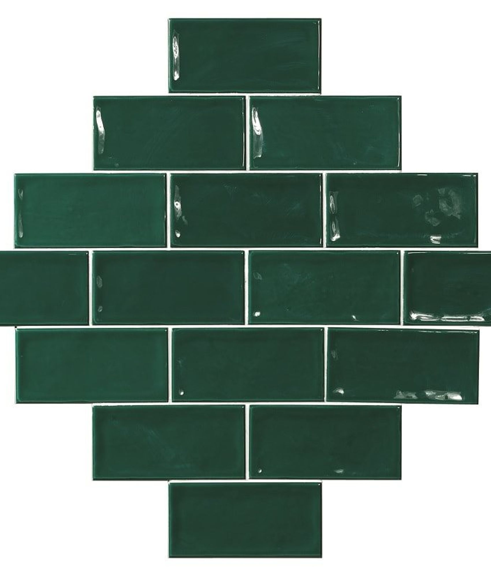 Carrelage uni vert émeraude brillant sans motifs taille 7,5x15 cm