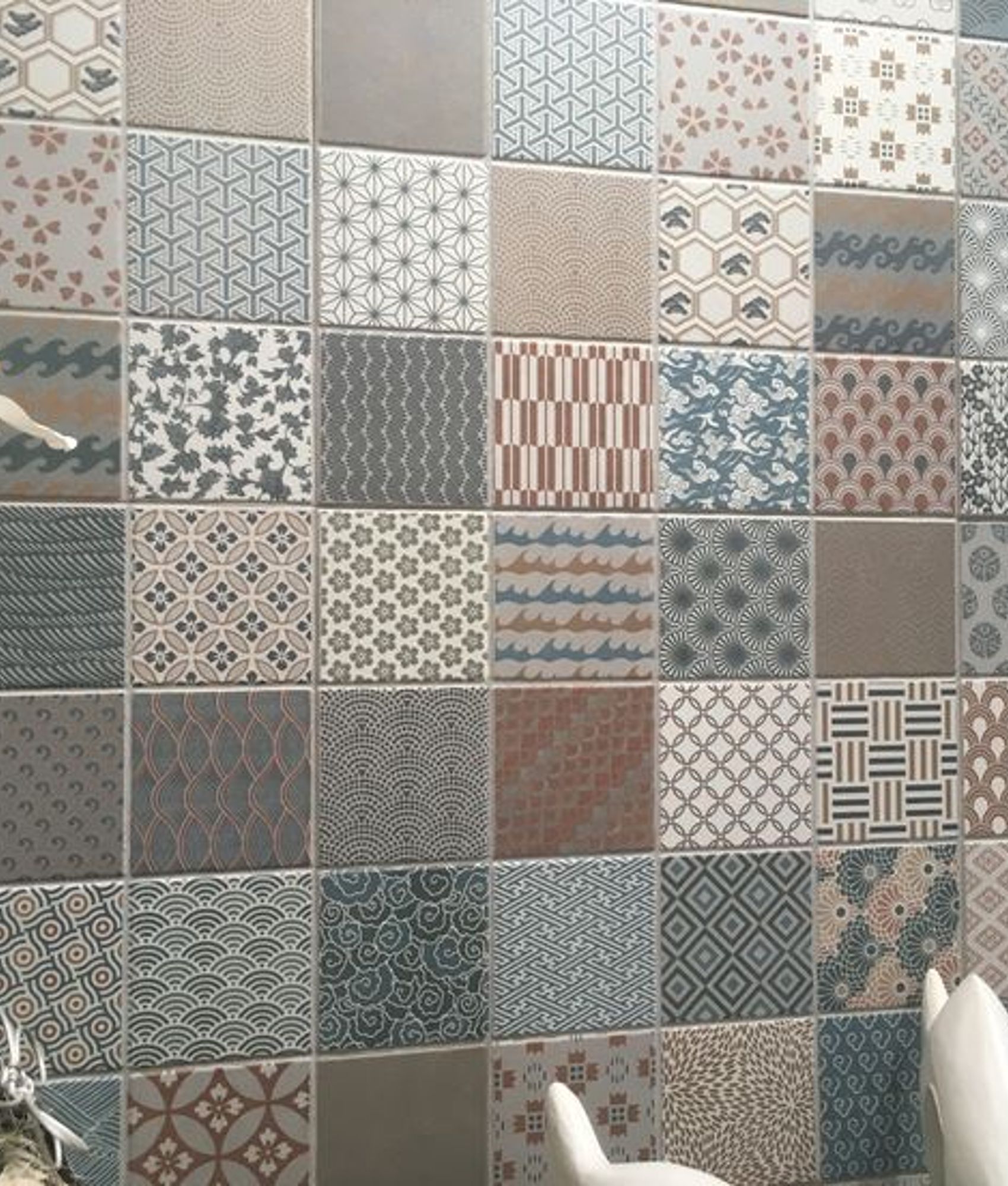 Carreaux de ciment imitation Carrelage sol ou mur style japonais KIMONO 44x44 cm - 1.37m² - As de Carreaux