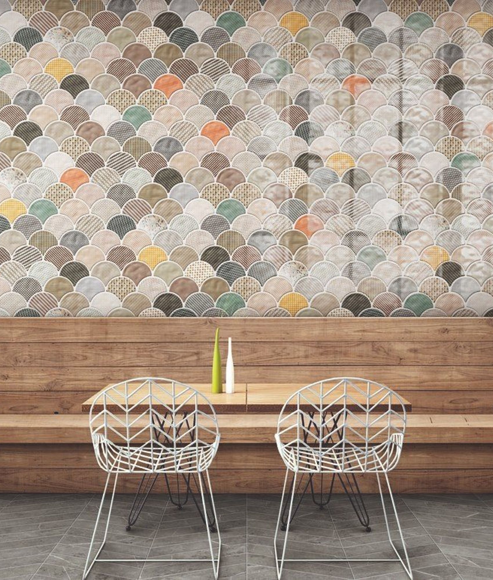 Carreau écailles décorées patchwork SCALE GLOSS PATCHWORK Brillant Multicolore 30x30 cm