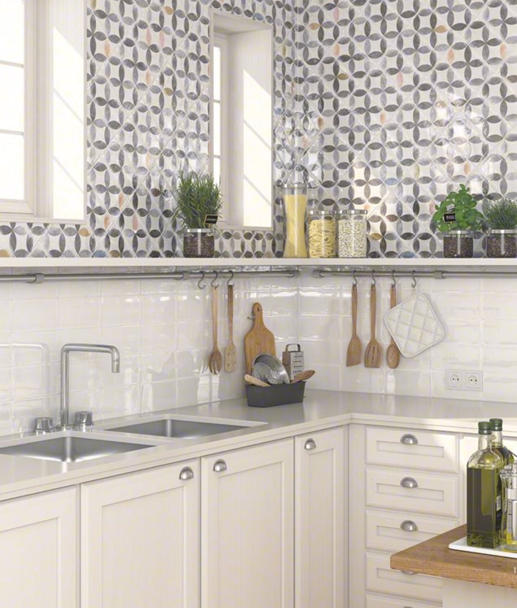 Faiences décorées originales Faience murale patinée multicolore AMHARA 10x20cm - 1.36m² - As de Carreaux