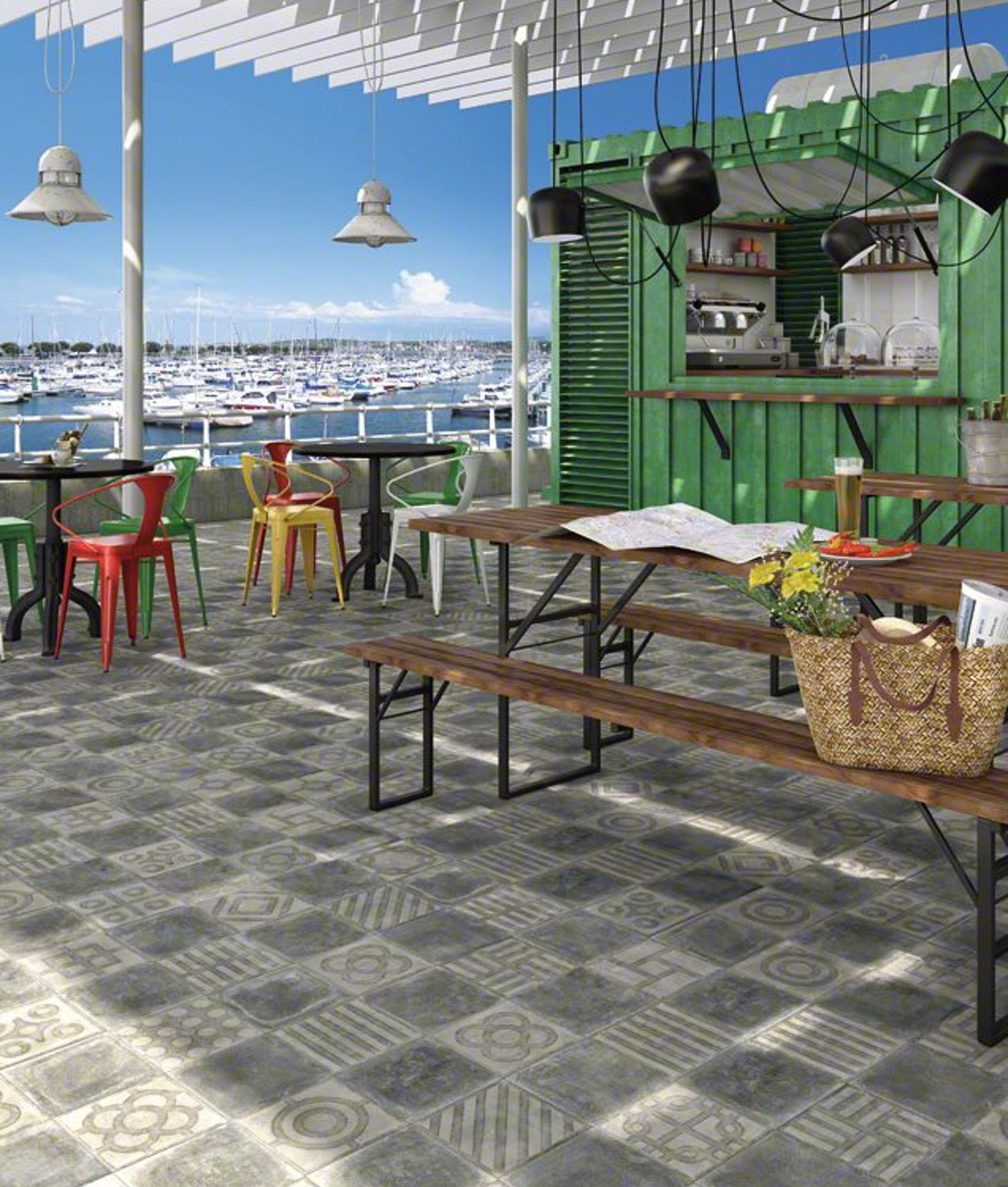 Imitation ciment antidérapant Carrelage imitation ciment 20x20 cm Paulista Cemento anti-dérapant R13 - 1m² - As de Carreaux