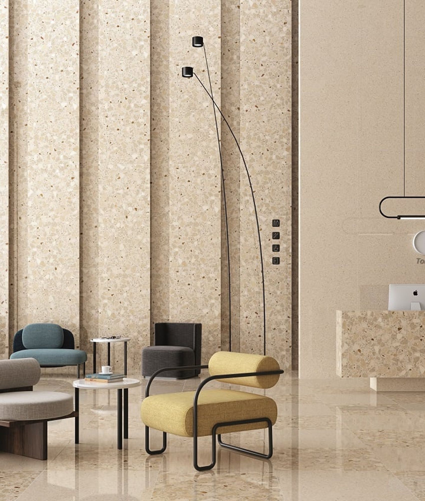 Carrelage imitation ciment et terrazzo NINOV RECTIFIE BEIGE PULIDO 79'3X79'3 - 1,258 m²