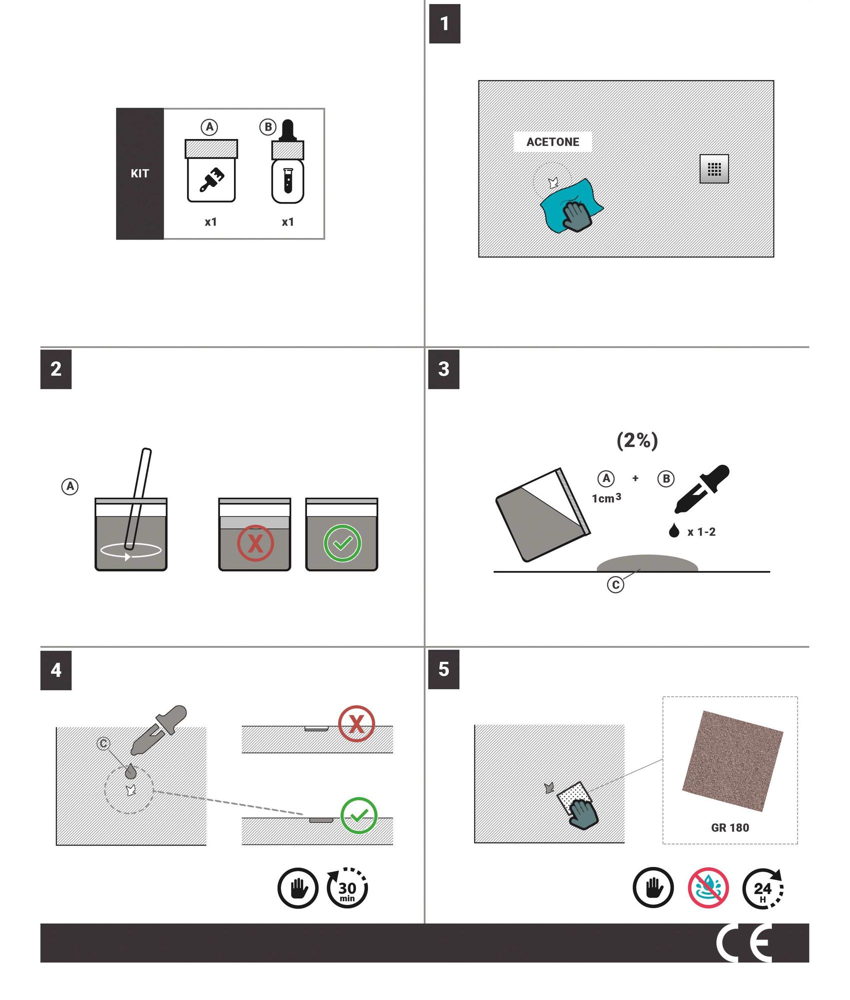 Kit de réparation receveur de douche Resigres - As de Carreaux