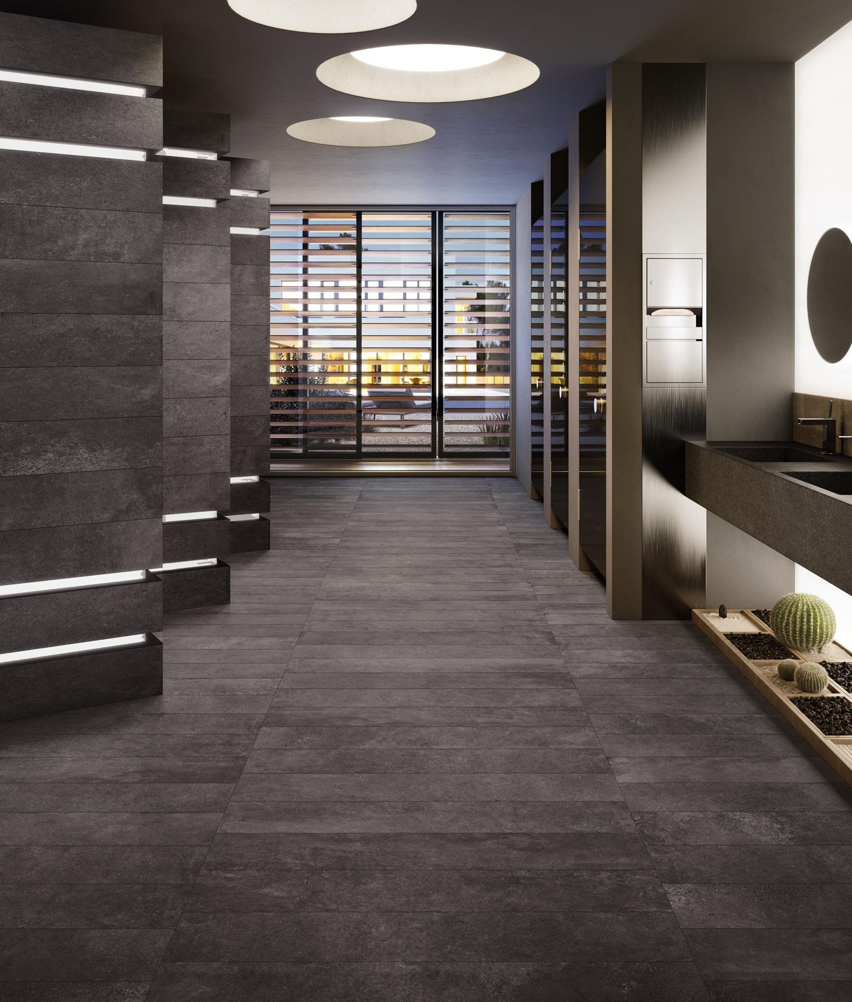 Carrelage imitation ciment MANISE ANTHRACITE R10 - 60X120 - 1,44 m²